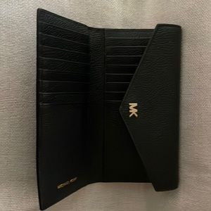 Large Tri Fold Black Leather Wallet